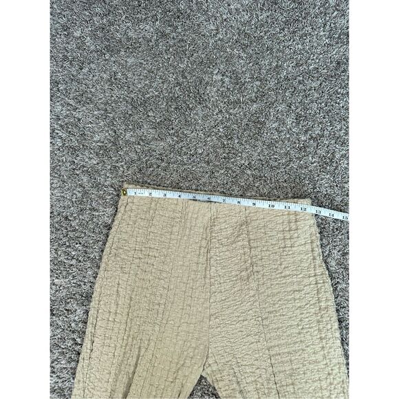 MNG Mango Opening Texture Trousers Slit Hems Flared Leg Pant Tan Women’s S Beach - Picture 9 of 12